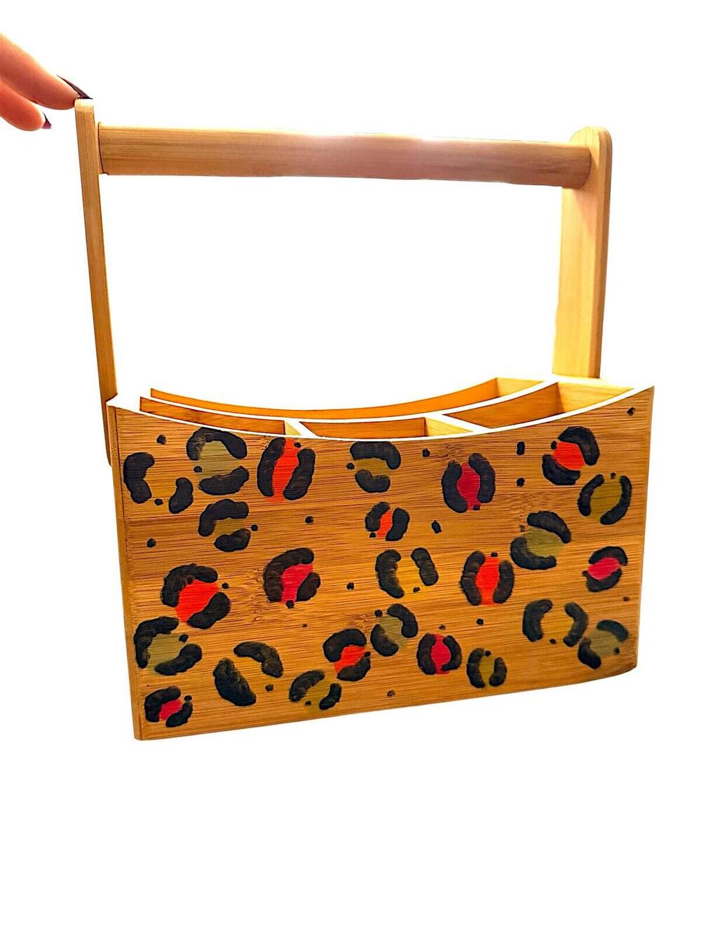 Bamboo 🩵 Organizer Caddy Neon Leopard Print Lisa Frank Style - Picture 3 of 7